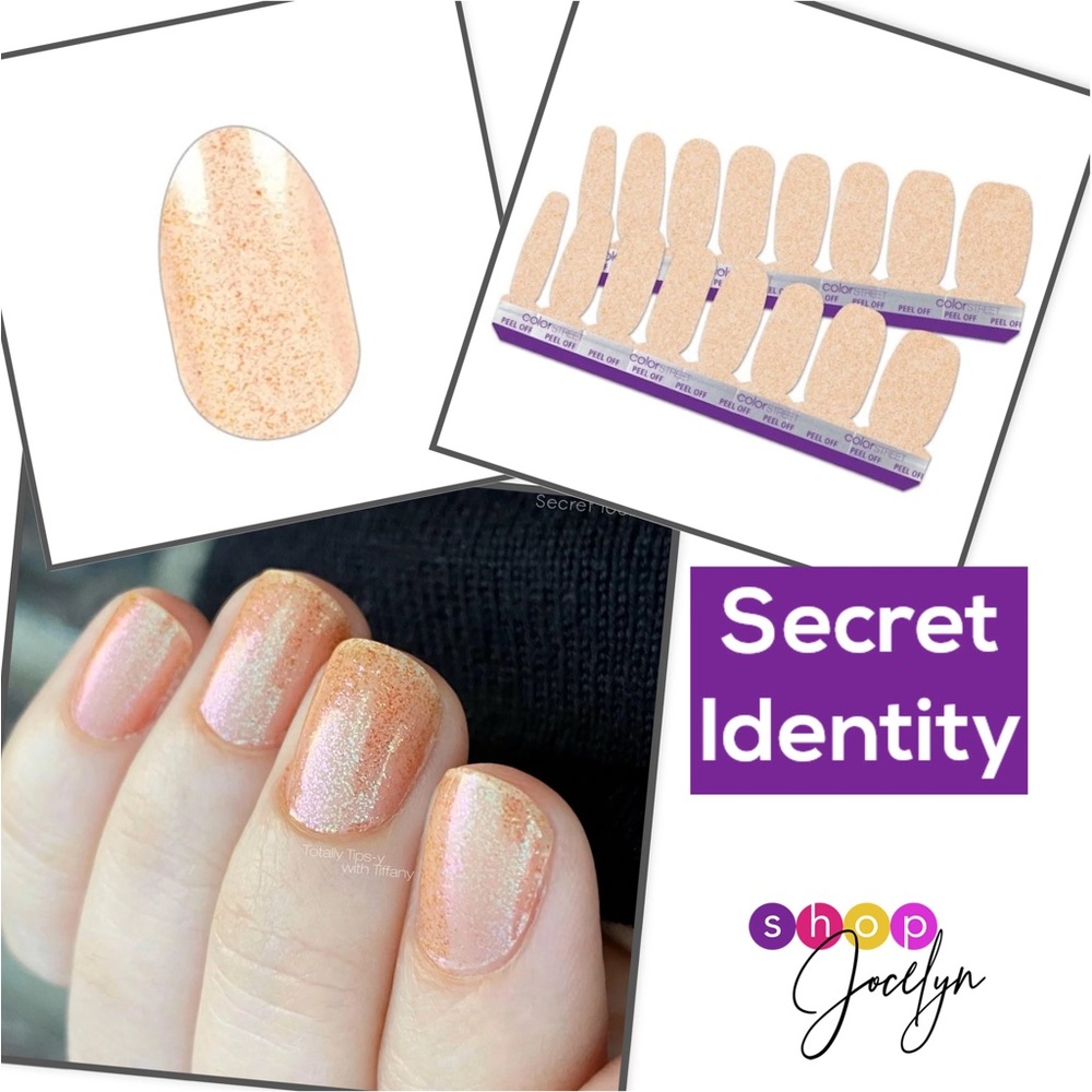 Color Street SECRET IDENTITY Gold Semi Sheer Shimmer with Purple Green Flash